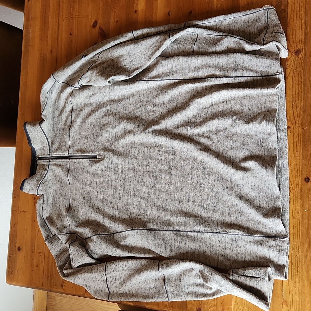 KUHL Gray/Steel Blue Accents 1/4 Zip Thumb Stots Large EUC